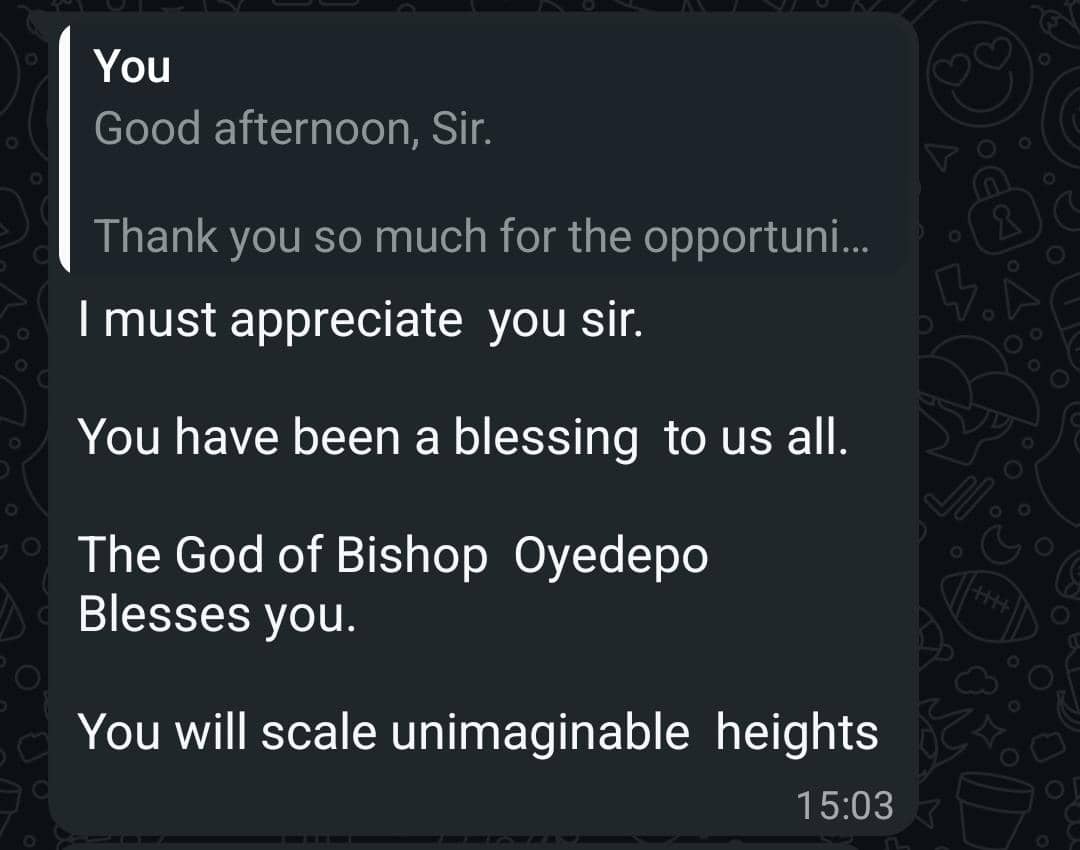 Participant testimonial screenshot
