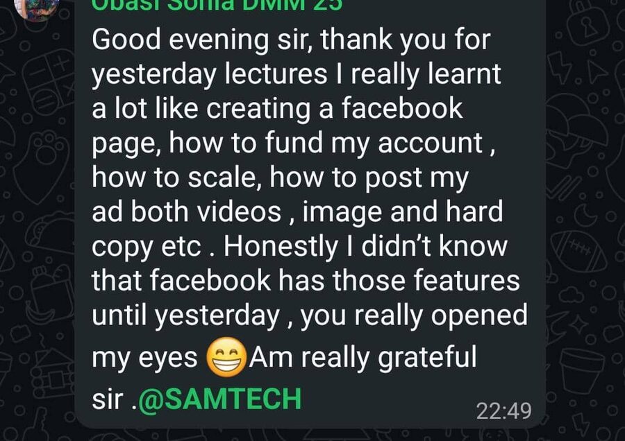 Participant testimonial screenshot